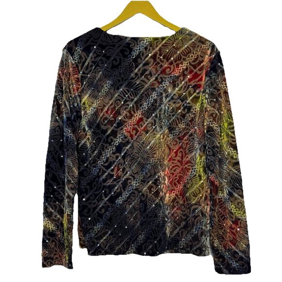 Coldwater Velvet Burnout Blouse Size M Sequin Floral Fairy Whimsigoth Grunge Y2K - Picture 3 of 9